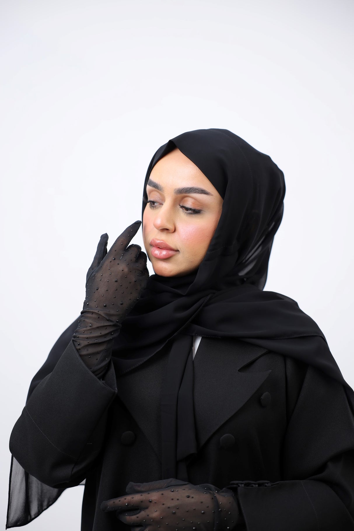 Black Rhinestone Gloves