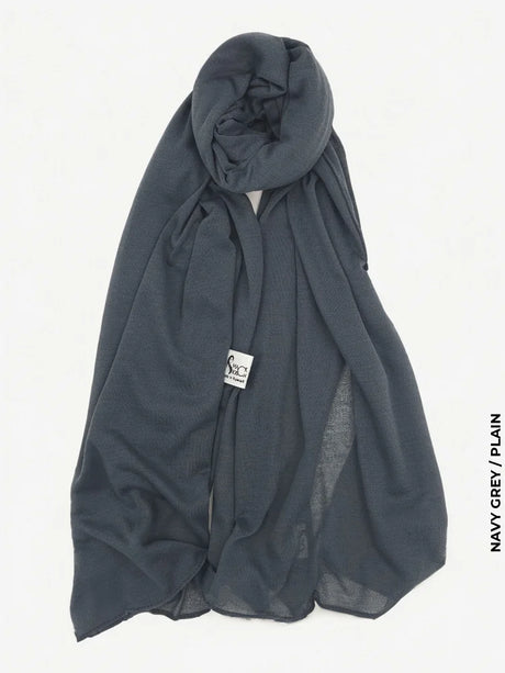 Shaash Turkey High Quality Scarf Navy Grey / Plain (Hijab)