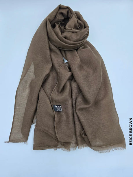 Taiyyab Light Weight Scarf Beige Brown Linen