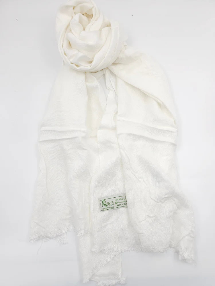 Cashmere Linen Hijab For Winter Off White / Plain Scarf (Hijab)