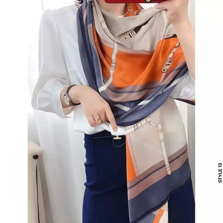 Chain print silk scarf 180*90