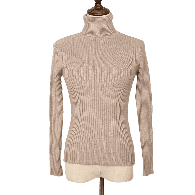 Turtle neck warm women sweater winter with Thumb open