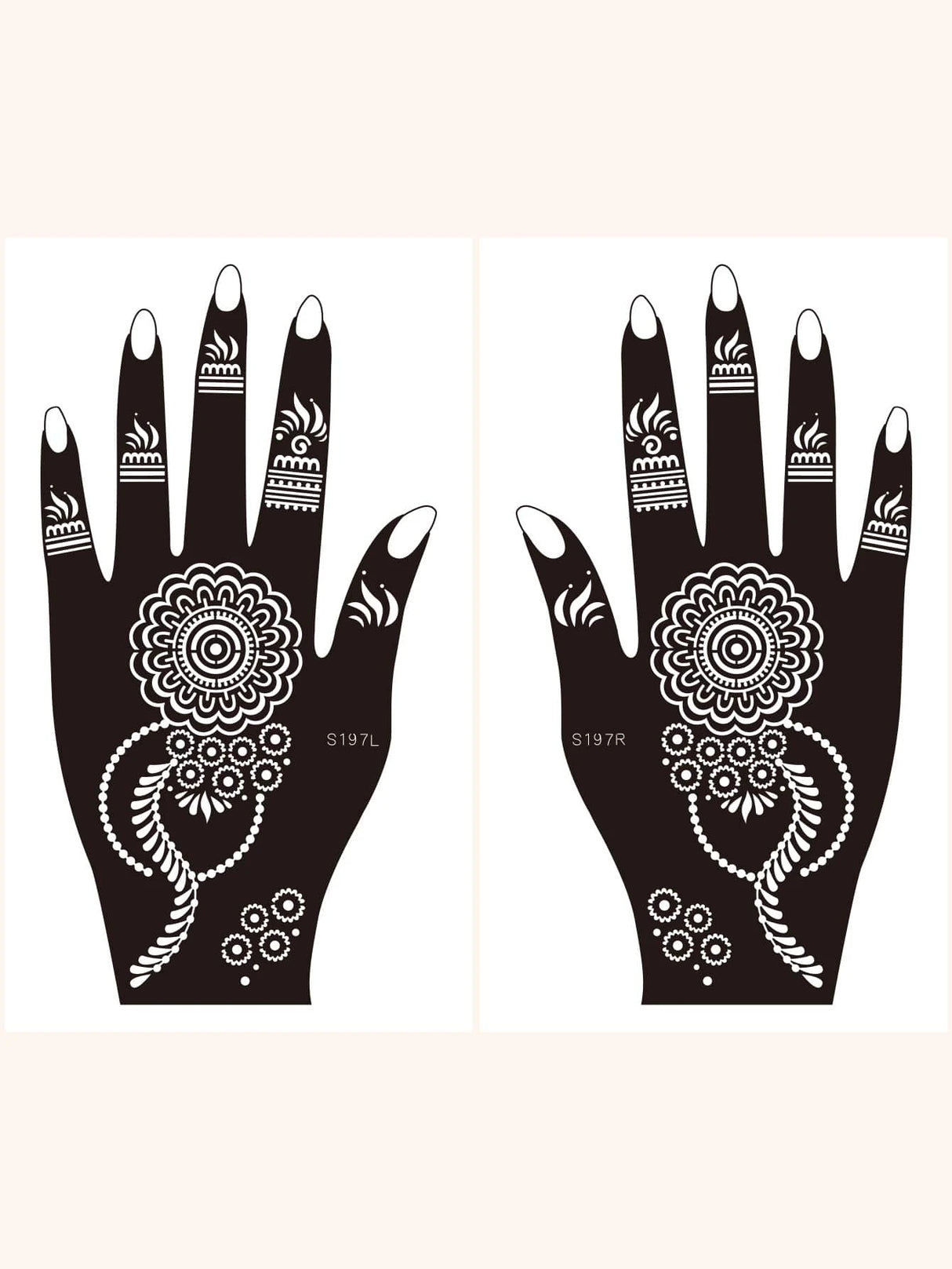 Flower Pattern Mehndi Stencils | 2 Sheets | 4 Style