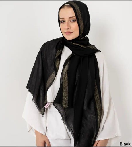 Glitter Linen Scarf Black