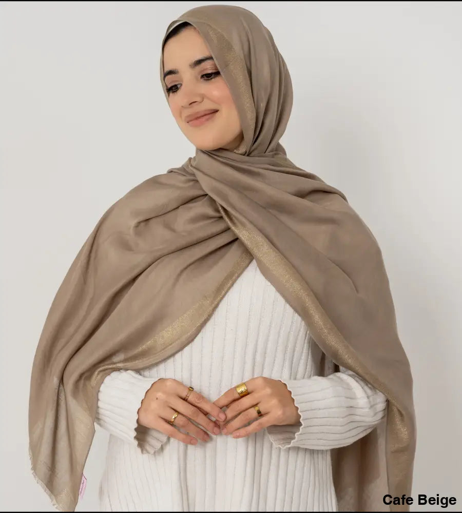 Glitter Linen Scarf Cafe Beige