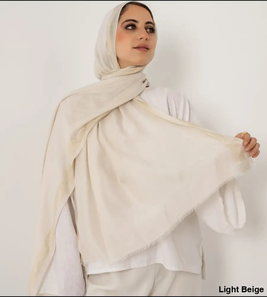 Glitter Linen Scarf Light Beige