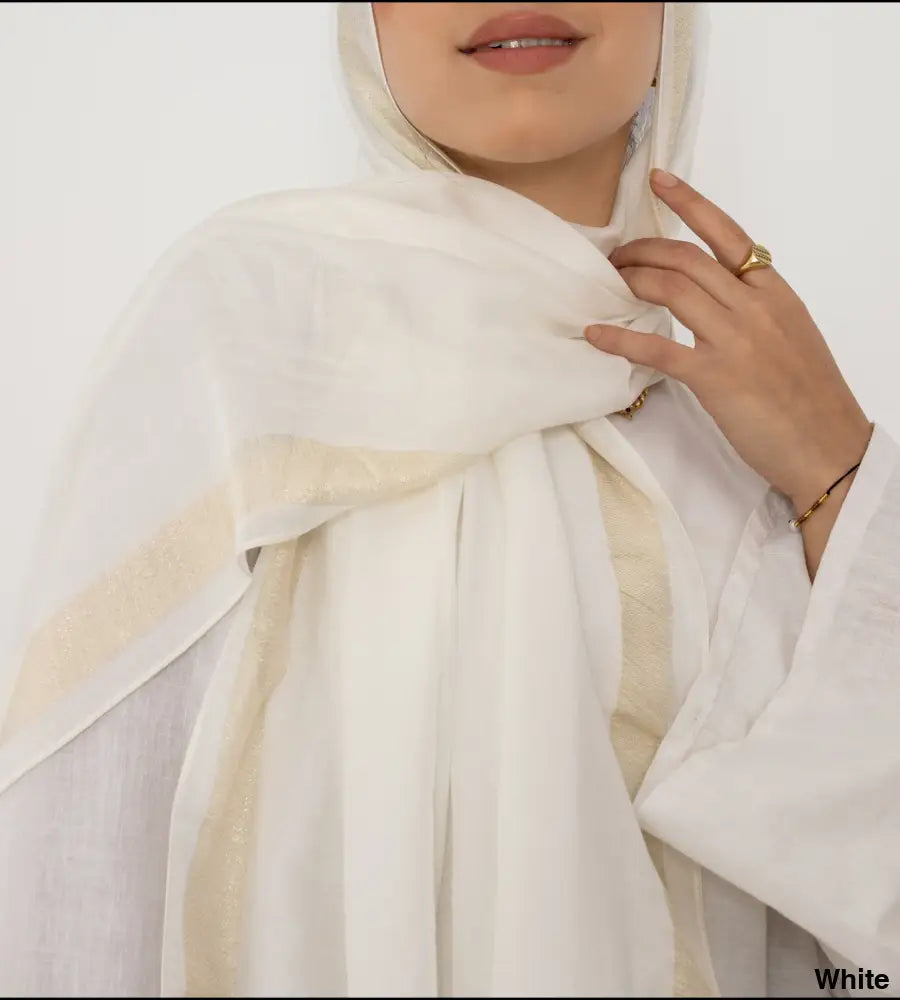 Glitter Linen Scarf White