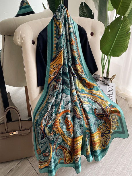 Chain print silk scarf 180*90