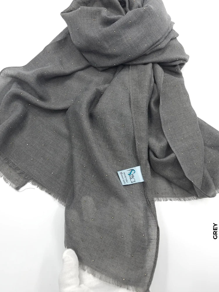 Lightweight Crystal Shawl Hijab Grey Scarf (Hijab)