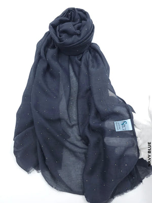 Lightweight Crystal Shawl Hijab Navy Blue Scarf (Hijab)