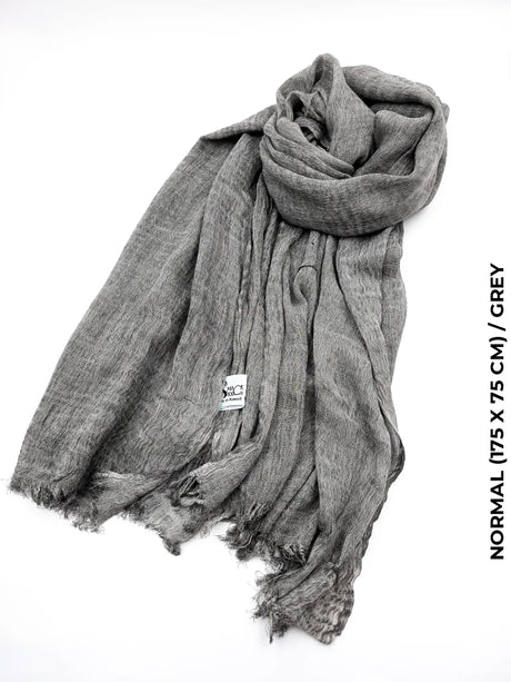 Linen Kresha Thailendi Shawl | خام تهايلندي او كريشا شال Normal (175 X 75 Cm) / Grey Scarf