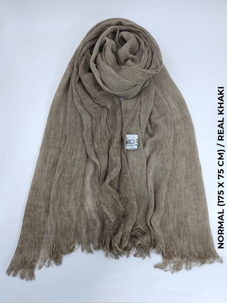 Linen Kresha Thailendi Shawl | خام تهايلندي او كريشا شال Normal (175 X 75 Cm) / Real Khaki Scarf