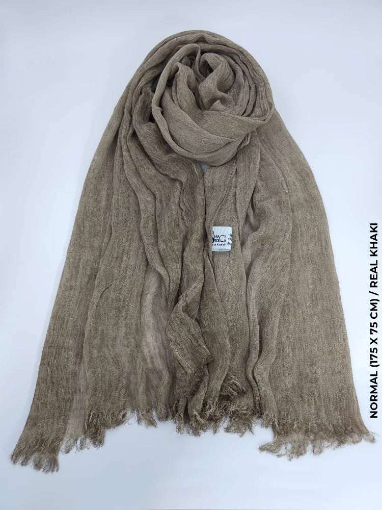 Linen Kresha Thailendi Shawl | خام تهايلندي او كريشا شال Normal (175 X 75 Cm) / Real Khaki Scarf