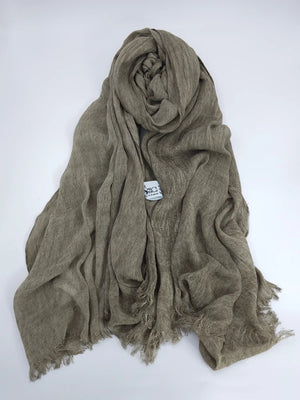 Linen Kresha Thailendi Shawl | خام تهايلندي او كريشا شال Normal (175 X 75 Cm) / Dark Khaki Scarf