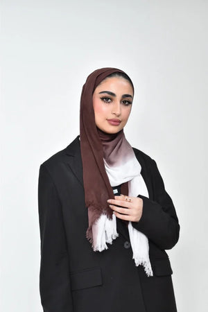 Ombre Kresha Thailendi Brown White 10 Scarf (Hijab)
