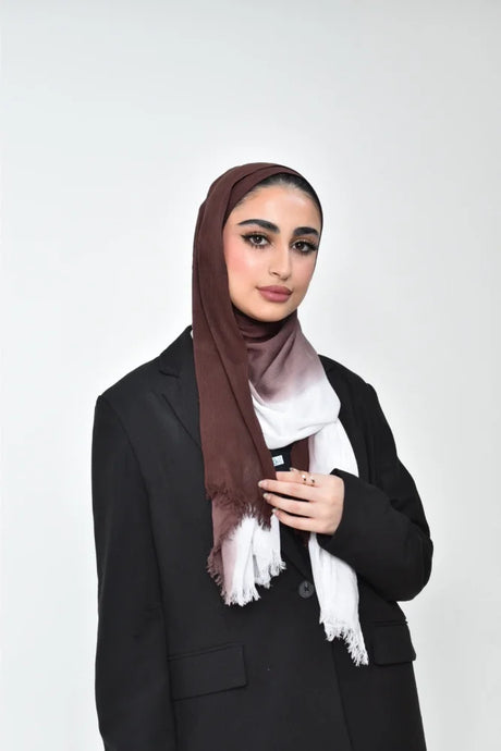 Ombre Kresha Thailendi Brown White 10 Scarf (Hijab)