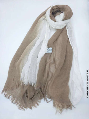 Ombre Kresha Thailendi Dark Beige White 15 Scarf (Hijab)