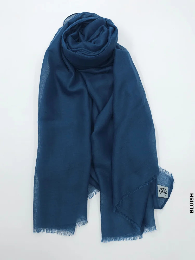 PM Scarf Linen for Summer Bluish Linen Scarf