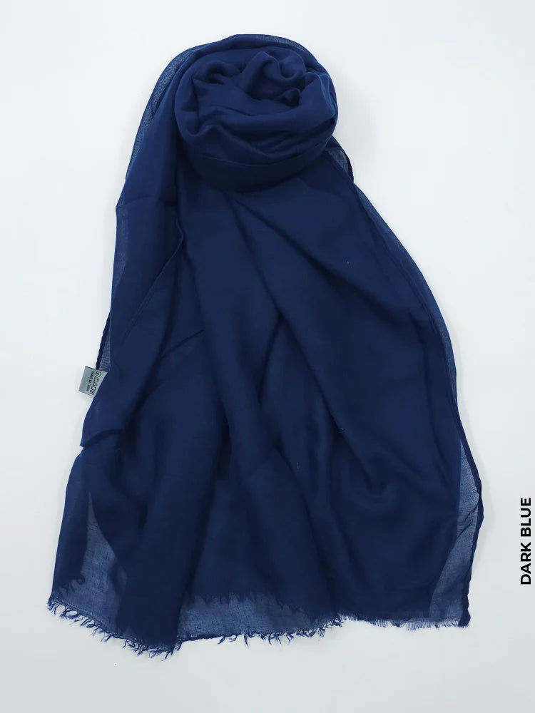 PM Scarf Linen for Summer Dark Blue Linen Scarf