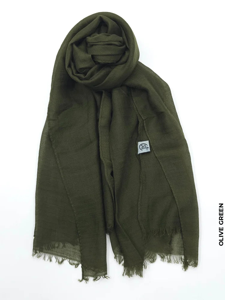 PM Scarf Linen for Summer Olive Green Linen Scarf