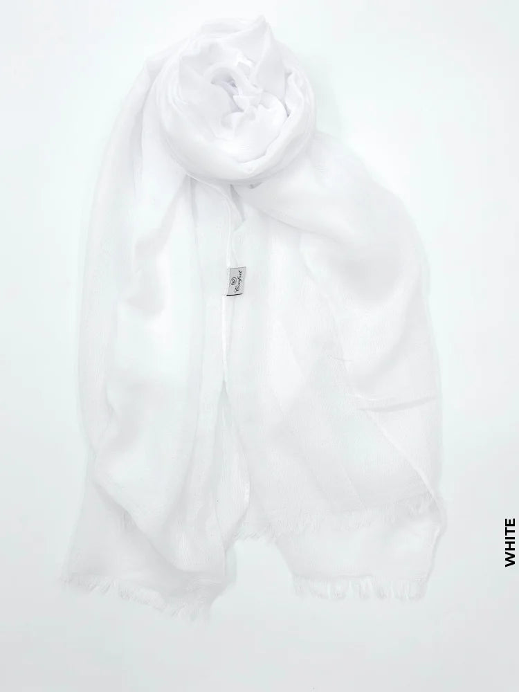 PM Scarf Linen for Summer White Linen Scarf