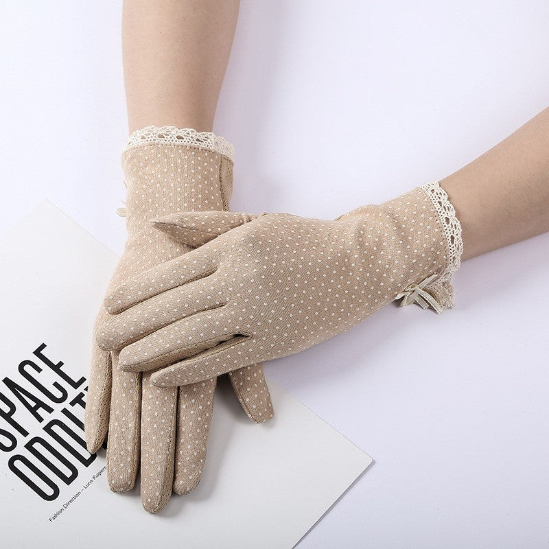 Sun Protection Polka Dotted Driving Gloves | دانتيل |