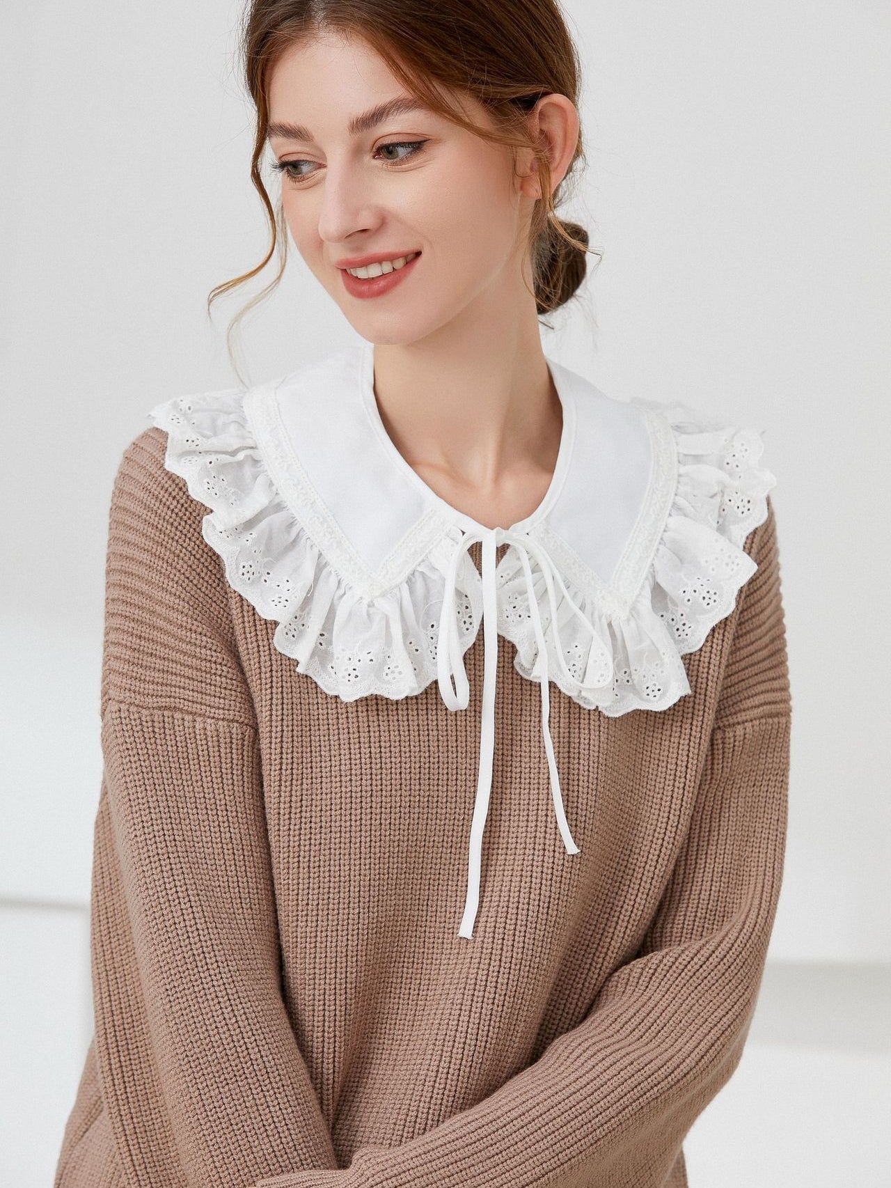 Lace  Decor Collar Eyelet embroidery
