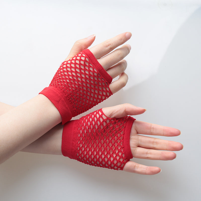 Hollow out fingerless gloves