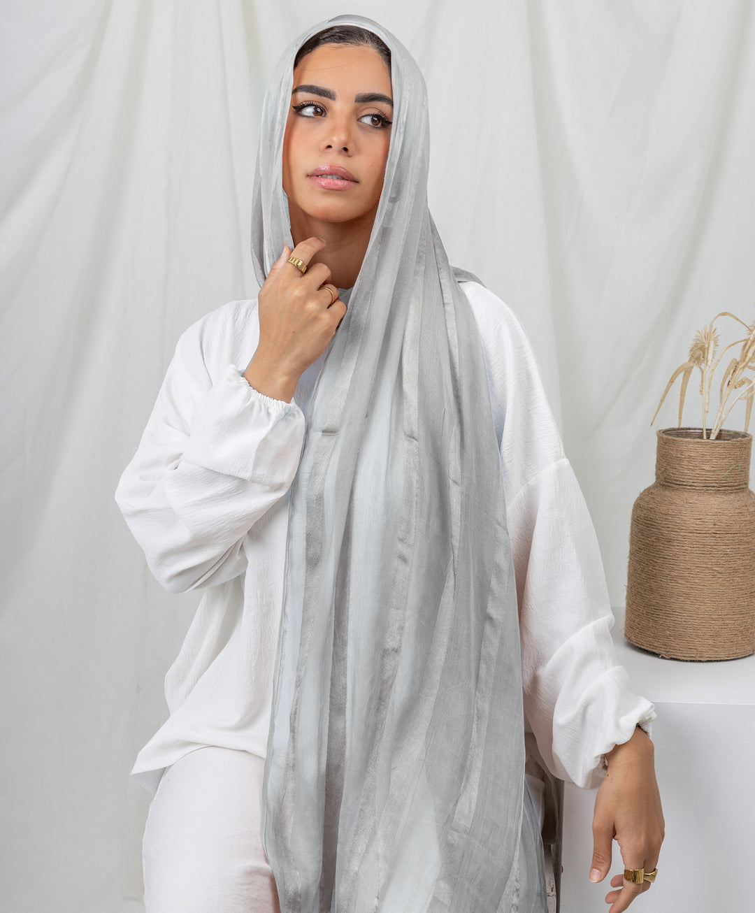 Lustrous linen scarf