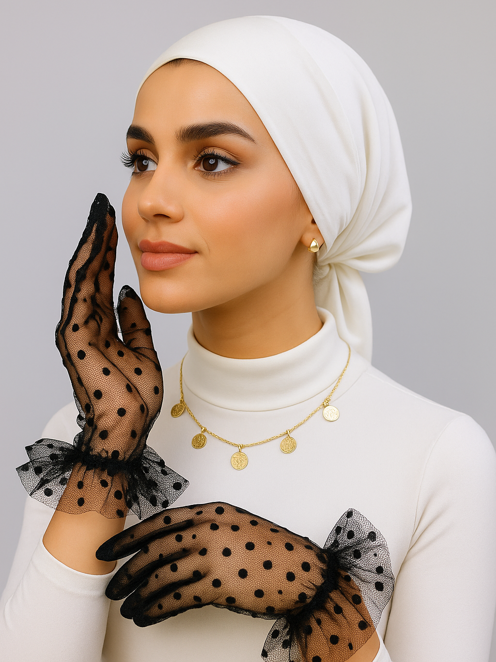 Polka Dot Mesh Bridal Gloves