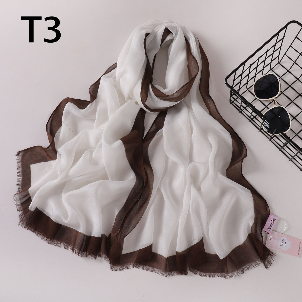 Frame border  Linen scarf Kuwait lady