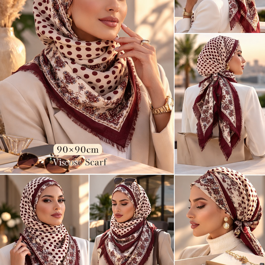 Viscose wool scarf Hijab Murabba 90*90