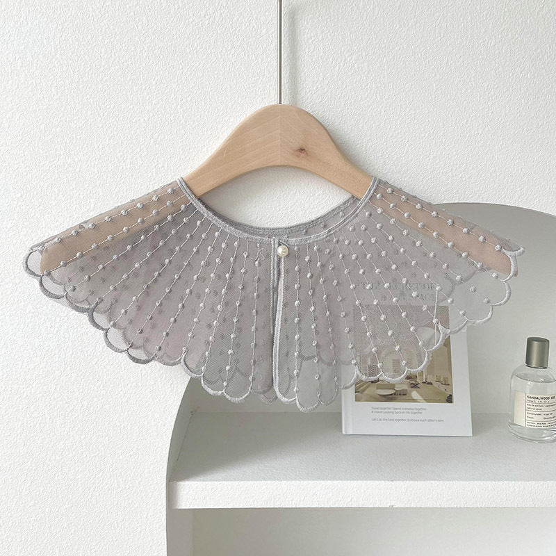 Floral Embroidered Dickey Collar | Faux Pearl Decor