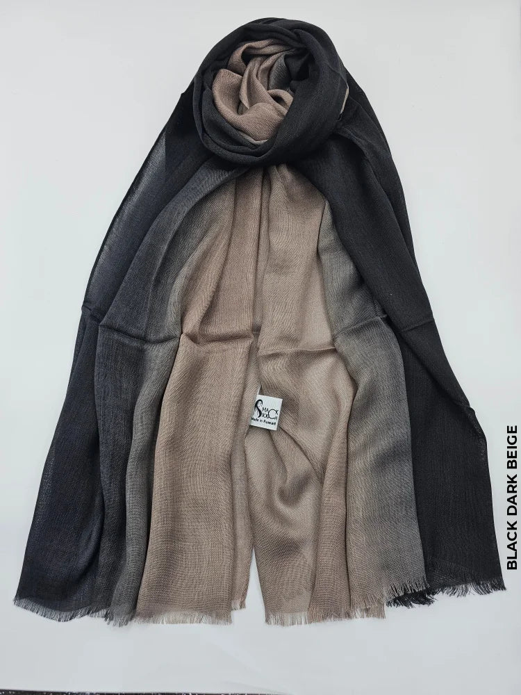 Shaded Linen Viscose Scarf Black Dark Beige