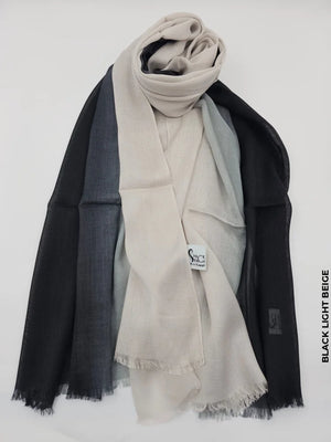 Shaded Linen Viscose Scarf Black Light Beige