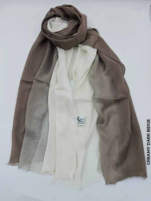 Shaded Linen Viscose Scarf Creamy Dark Beige