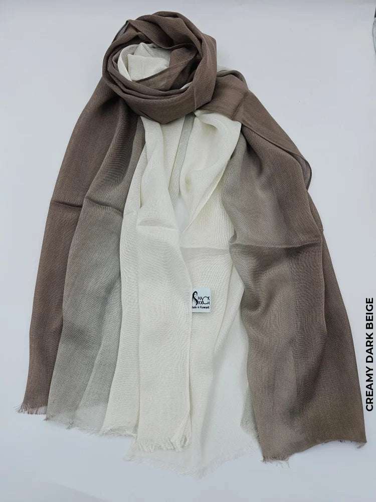 Shaded Linen Viscose Scarf Creamy Dark Beige