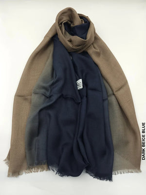 Shaded Linen Viscose Scarf Dark Beige Blue