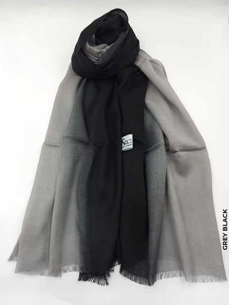 Shaded Linen Viscose Scarf Grey Black