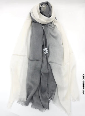 Shaded Linen Viscose Scarf Off White Grey