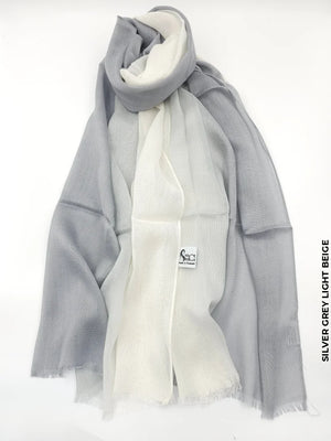 Shaded Linen Viscose Scarf Silver Grey Light Beige