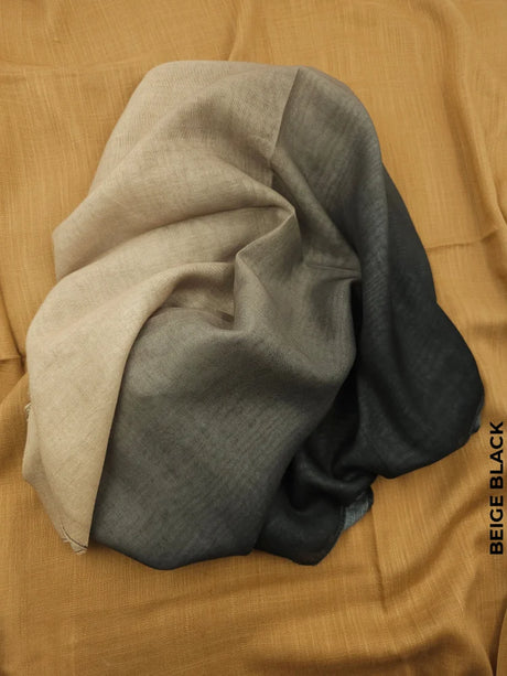 Shaded Ombre Lightweight Shawl Beige Black Scarf (Hijab)