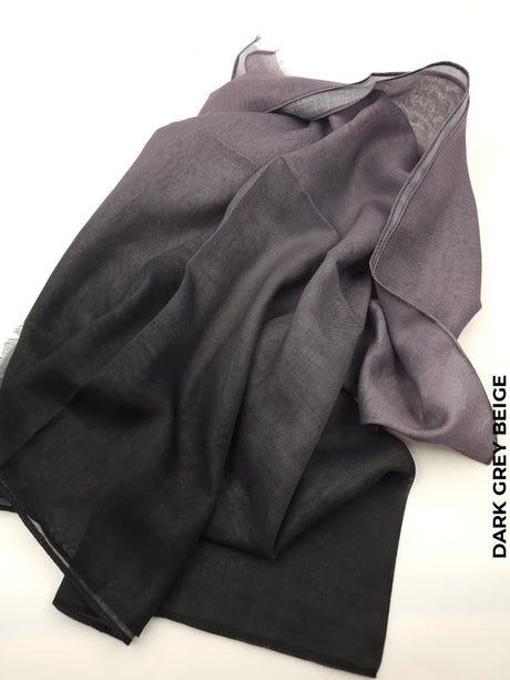 Shaded Ombre Lightweight Shawl Dark Grey Beige Scarf (Hijab)