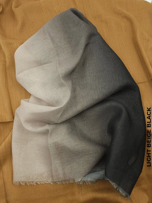 Shaded Ombre Lightweight Shawl Light Beige Black Scarf (Hijab)