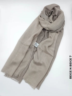 Shaded Ombre Premium Scarf Beige N 7 Linen