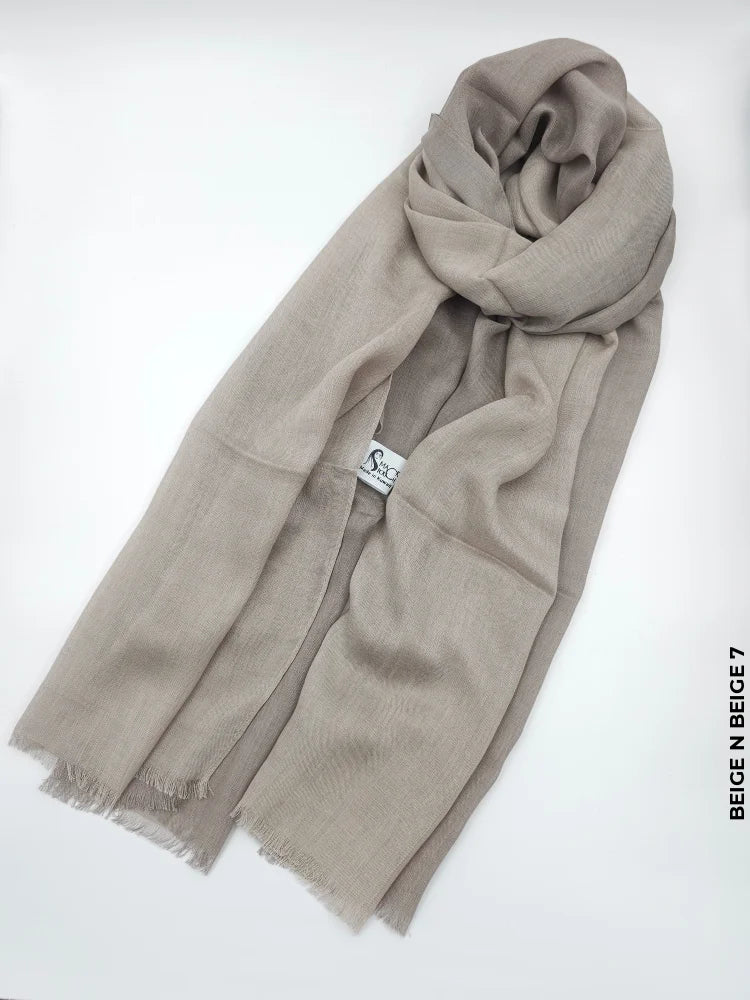Shaded Ombre Premium Scarf Beige N 7 Linen