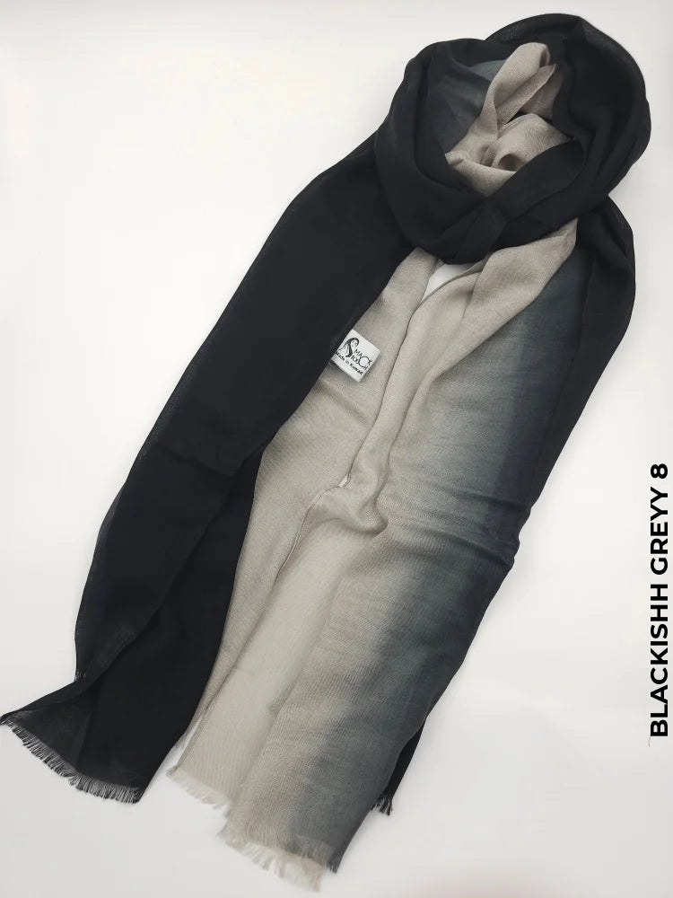 Shaded Ombre Premium Scarf Blackishh Greyy 8 Linen