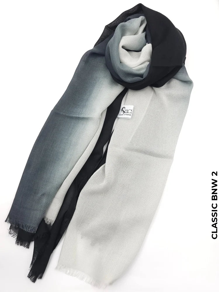 Shaded Ombre Premium Scarf Classic Bnw 2 Linen