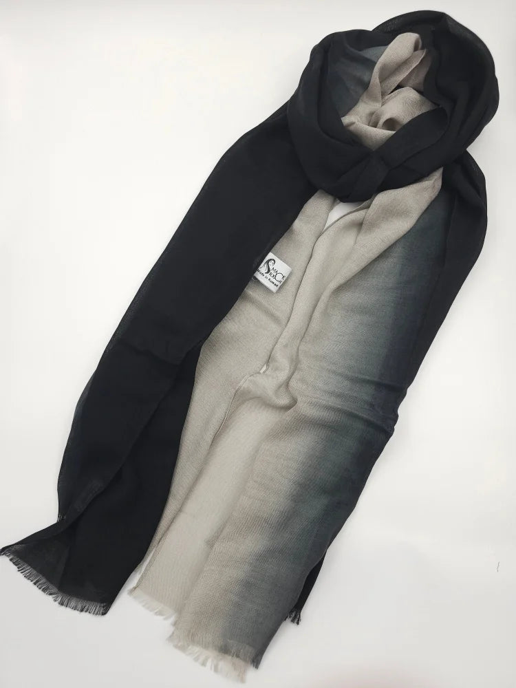 Shaded Ombre Premium Scarf Blackishh Greyy 8 Linen