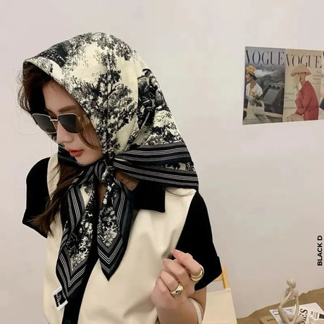 Women Silk Scarf for Summer Hijab Murabba 90*90